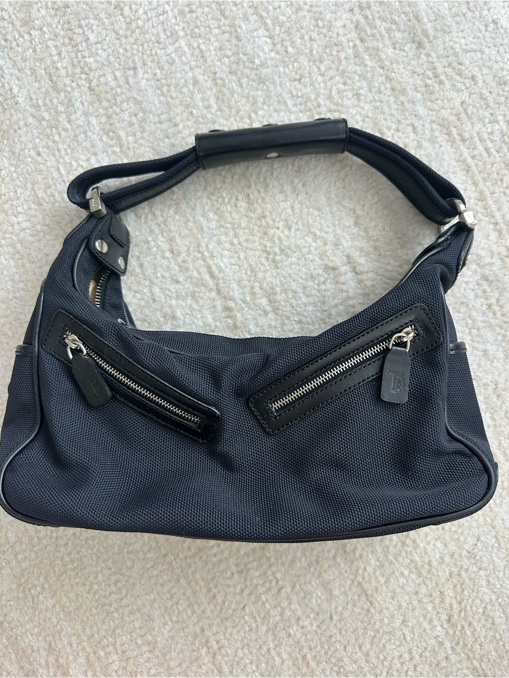 Tod's Navy Blue Shoulder Bag with Black Trim